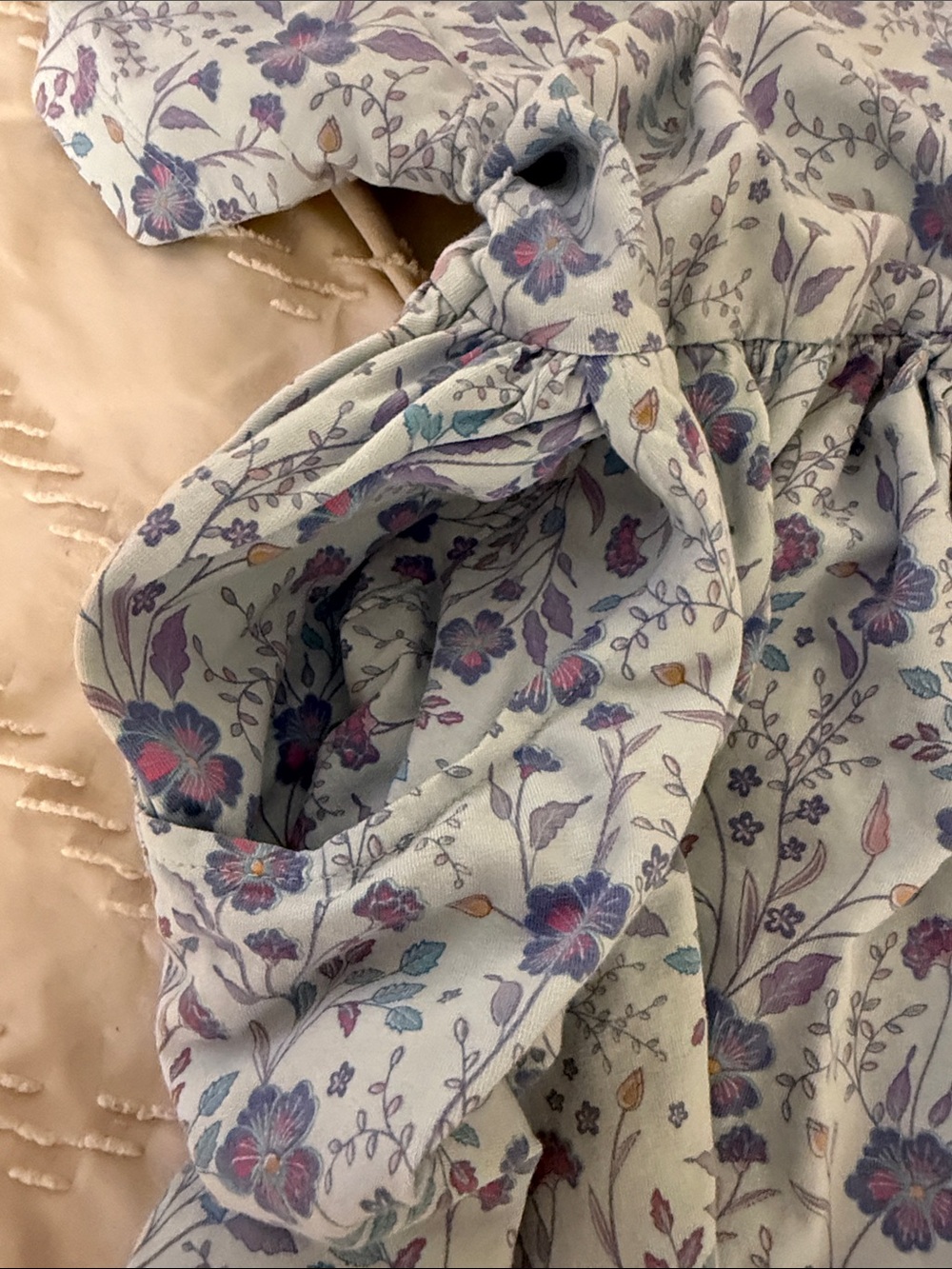 Ruffle Butts Light Blue Floral Twirl Dress with Lavender Accents - Picture 5 of 6